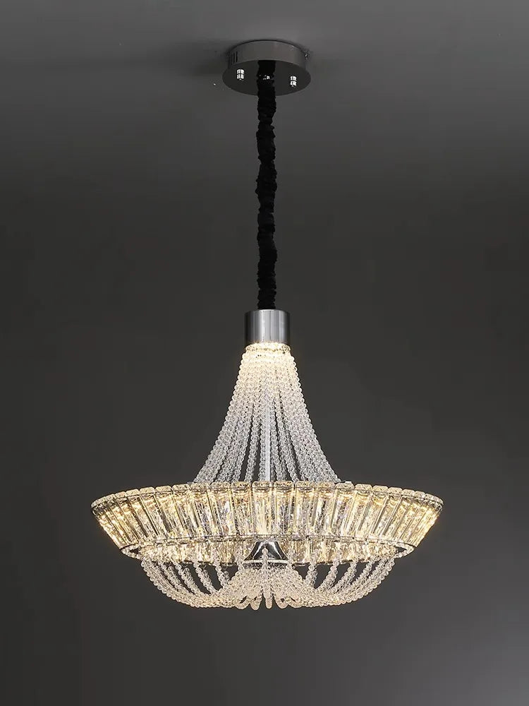 lustre moderne en cristal français led pour hôtel et villa - vue 3 sur 9