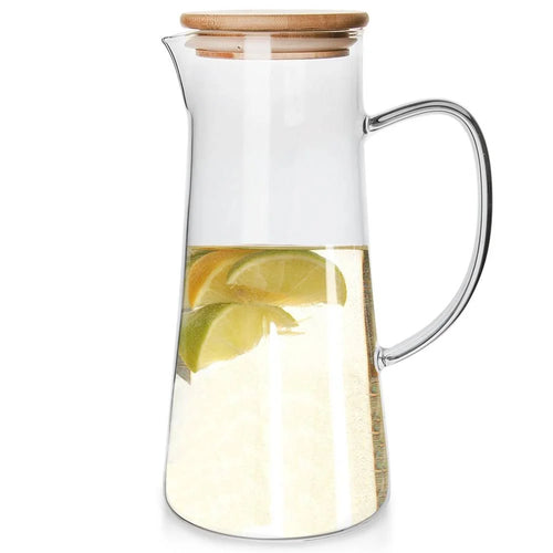 Carafe verre poignée couvercle bambou 135 cl