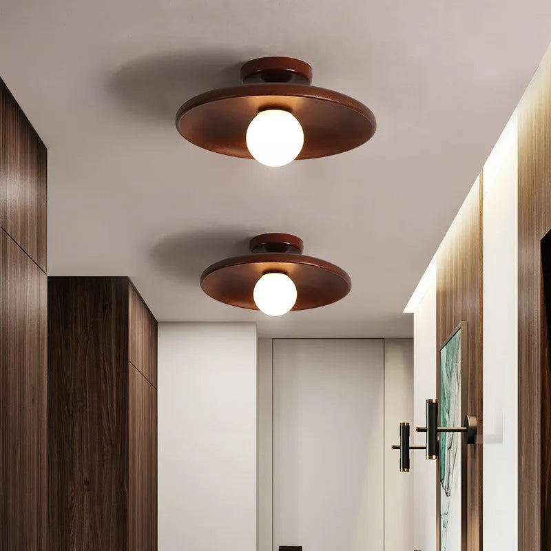 Plafonnier en bois Led nordique pour salon plafonnier en bois pour chambre à coucher salle à manger couloir balcon luminaire G9 - vue 4 sur 8