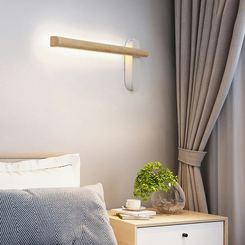 Adjustable nordic wall light in wood and metal - vue 3 sur 9