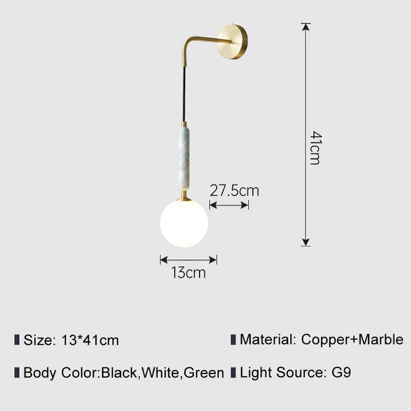 Applique murale led en marbre design nordique moderne décorative - vue 7 sur 9