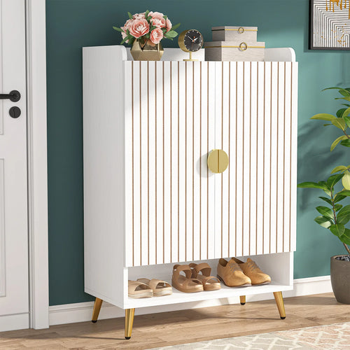 Tribesigns 7-Tier Shoe Cabinet with Doors, Shoe Storage Cabinet with Adjustable Shelves, Wooden Shoes Rack Shoe Storage - vue 3 sur 7
