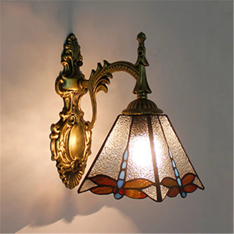 applique murale fleurs turques abat-jour baroque en verre décoratif - vue 4 sur 17