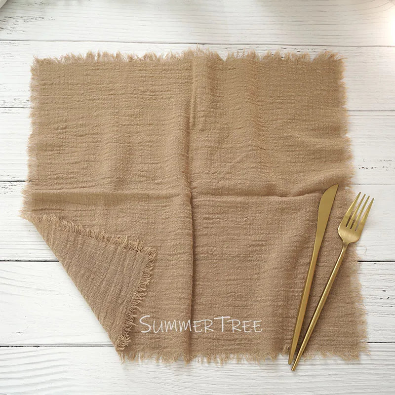 Serviette de table gaze de coton rustique réutilisable vintage - vue 4 sur 7