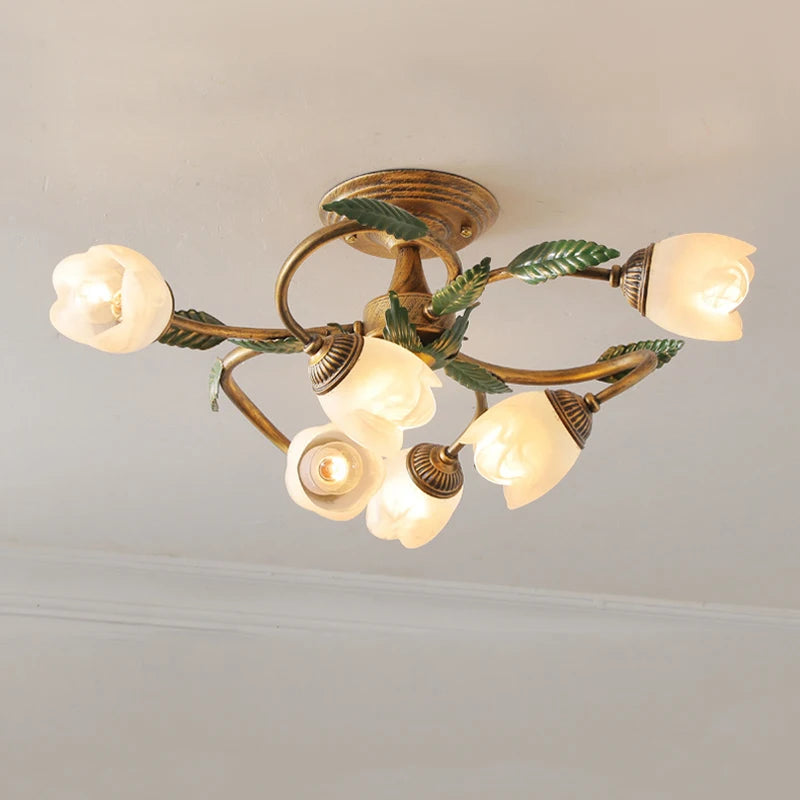 lampe décorative led 6 têtes style rétro américain romantique - vue 2 sur 8