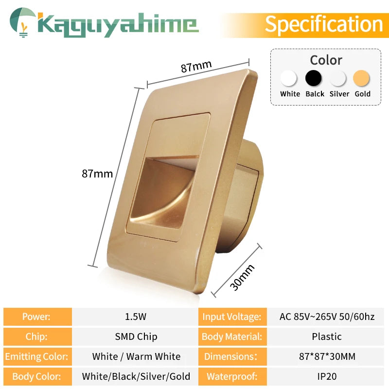 =(K)= 4Pcs Led Stair Light  PIR Sensor Wall Light 110V 220V Recessed Footlight Corridor Step Lamp Motion Wall Home Lighting - vue 6 sur 10