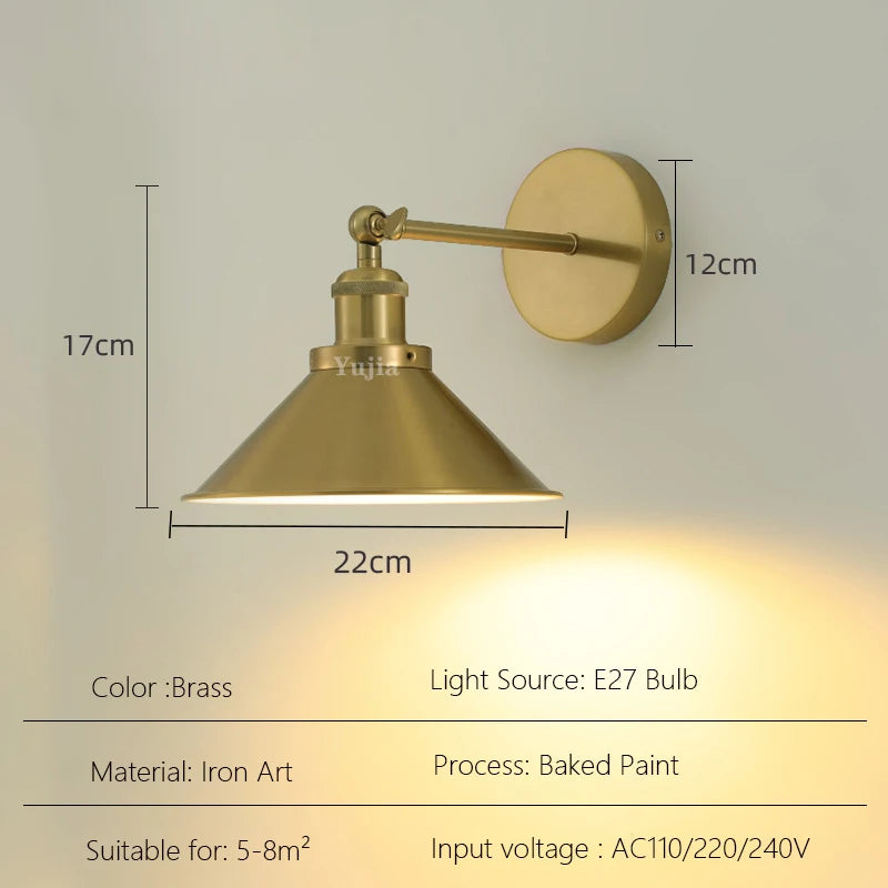 applique murale rétro réglable en fer et laiton décorative à LED - vue 8 sur 8