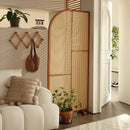 Japanese-style solid wood rattan screen partition is opposite the door to the home, living room entrance is blocked, and mobile