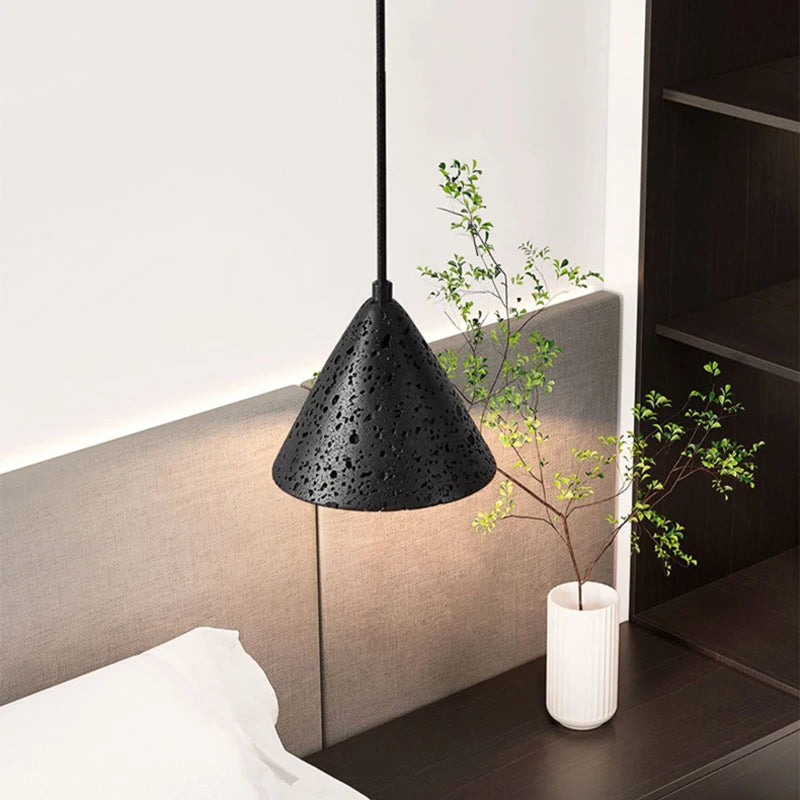 Sabi Wabi personnalité créative noir Restaurant café KTV atmosphère lustre maison chambre décoration LED pierre suspension lampe - vue 4 sur 8