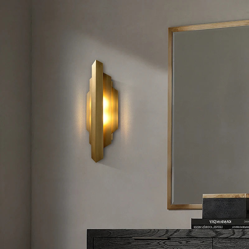 Postmoderne en laiton luxe salon fond cocina applique murale salon escalier couloir chambre chevet lampes décoratives - vue 5 sur 7