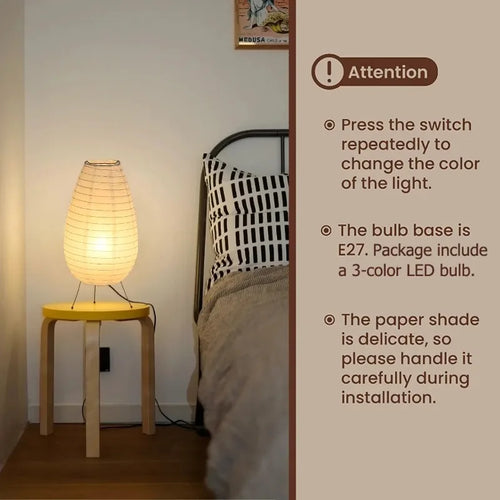 lampe de chevet wabi sabi en papier de riz rétro créative décorative - vue 6 sur 9