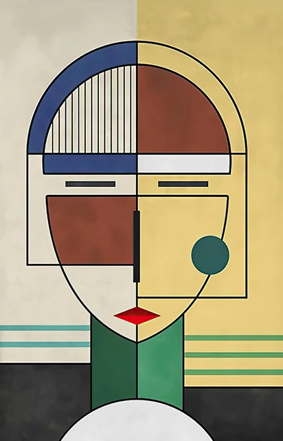 art mural abstrait avec personnages modernes pour décoration intérieure