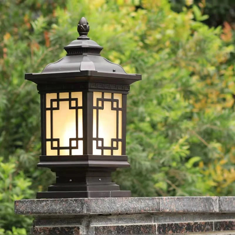 lampadaire extérieur classique éclairage led étanche pour jardin rétro - vue 5 sur 10