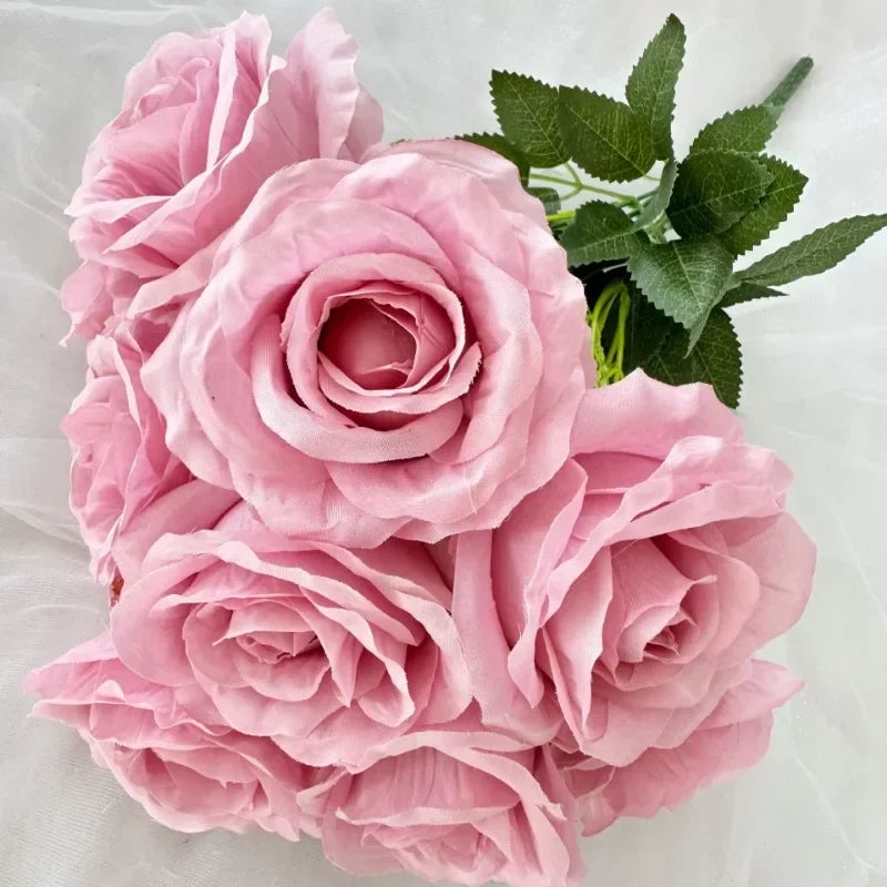 bouquet de roses artificielles en soie pour décoration intérieure - vue 24 sur 28
