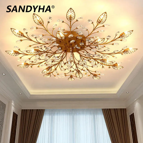 SANDYHA moderne nordique lustres de plafond lumière LED cristal salon salle à manger chambre luxe branche Lampara Techo Para Sala