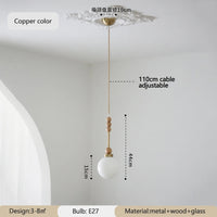 suspension vintage en verre et bois led