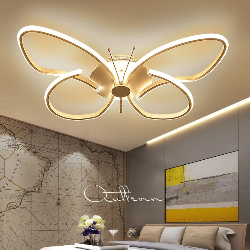 plafonnier led moderne papillon avec intensité variable décoratif - vue 2 sur 8