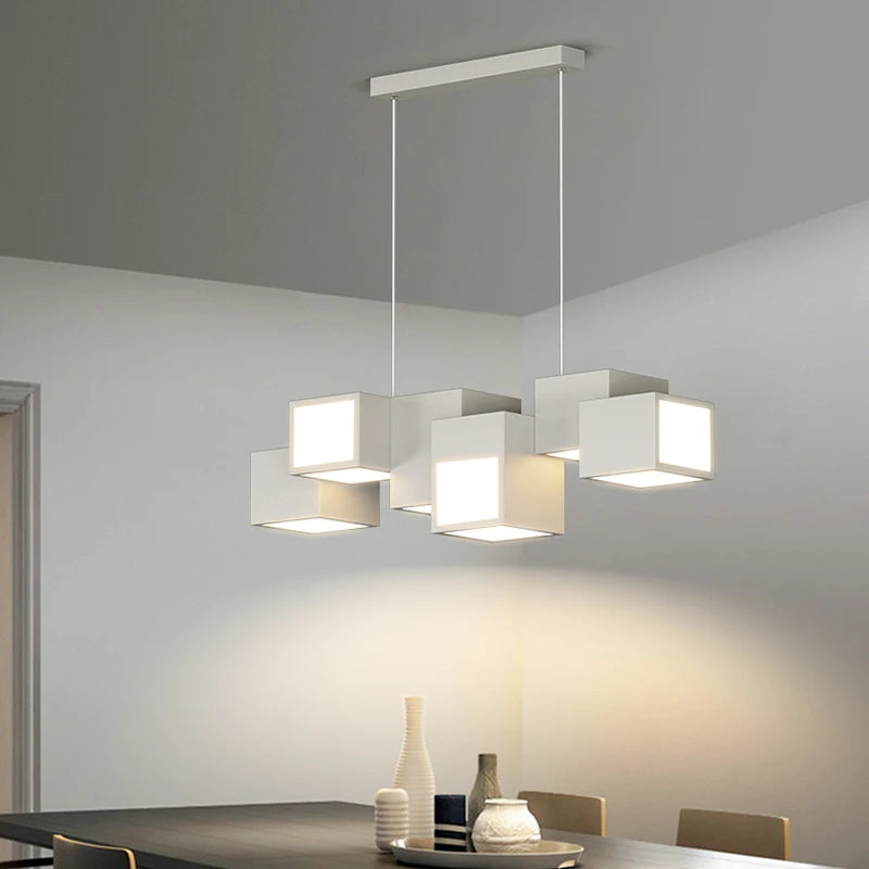lustre minimaliste post-moderne de luxe avec lampes led géométriques - vue 5 sur 8