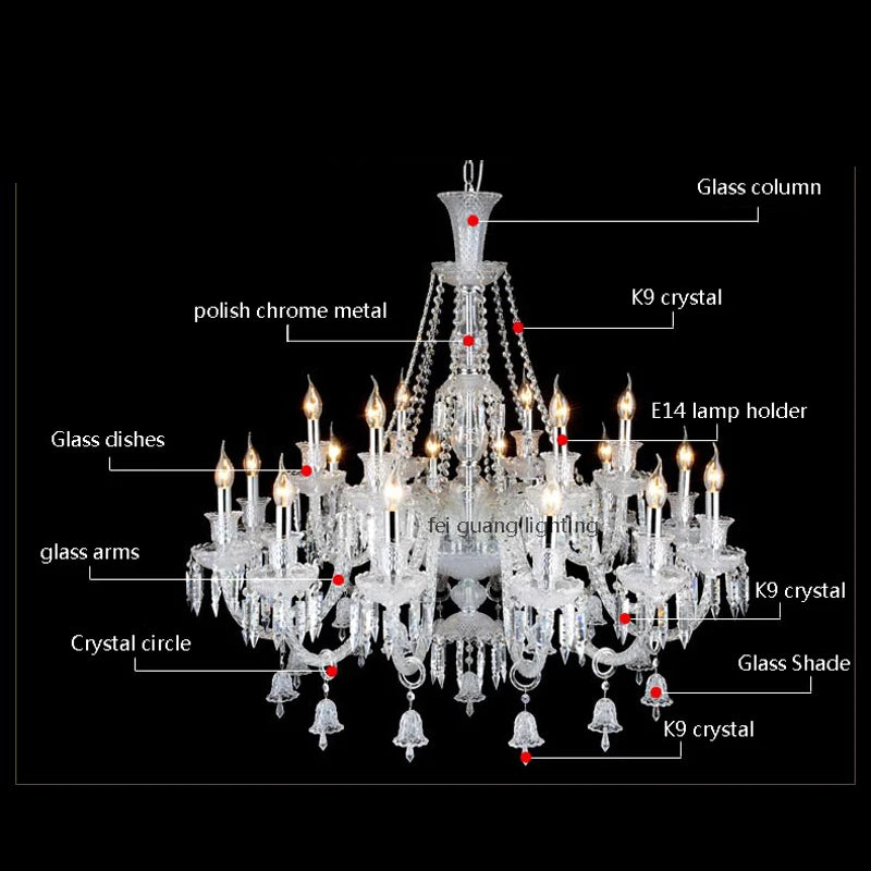 lustre en cristal moderne avec éclairage led design élégant - vue 6 sur 14
