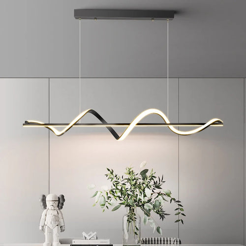 Suspension LED moderne lumières lustre or vague Lampadario lampe ECG salle à manger chambre salon cuisine suspension suspension - vue 3 sur 10