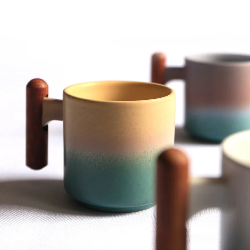 Ensemble tasses expresso bois style minimaliste italien