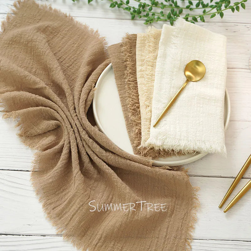 Serviette de table gaze de coton style rustique - vue 2 sur 7