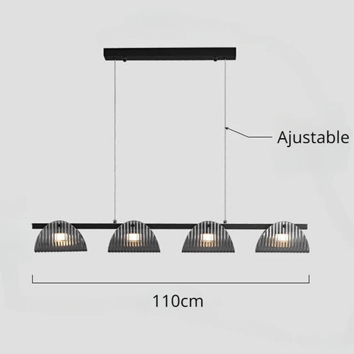 lustre minimaliste italien en verre rayé avec lumières led