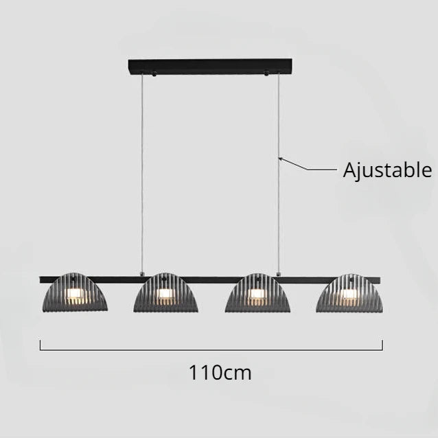 lustre minimaliste italien en verre rayé avec lumières led - vue 8 sur 12