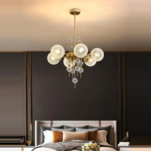 lustre à bulles classique en chrome doré tendance 2024 avec éclairage led - vue 3 sur 9