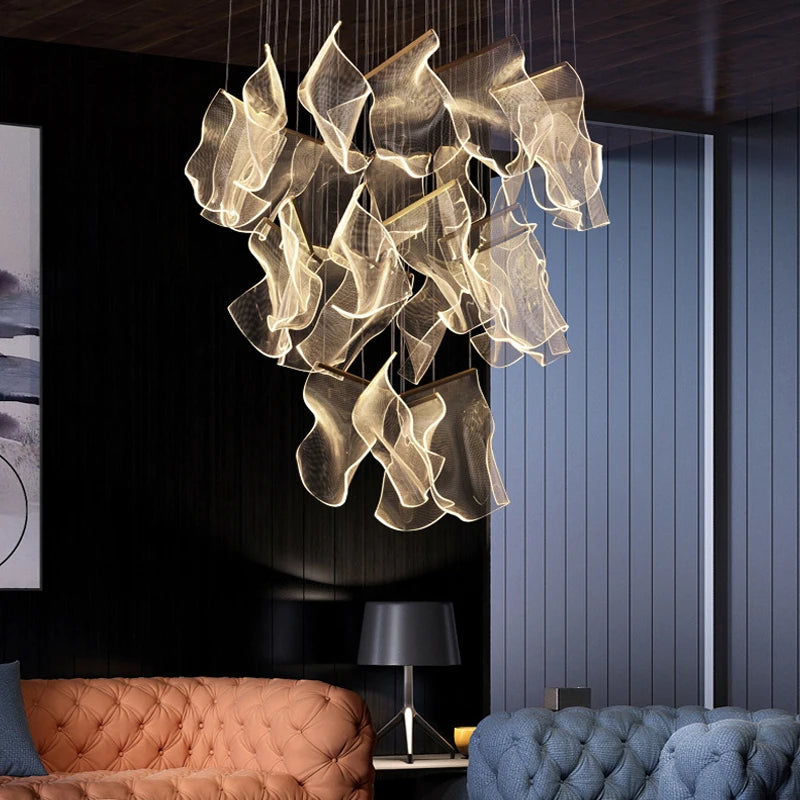 Nordic Modern Luxury Attic Chandelier Living Room Dining Room Dining Table Chandelier Hotel Lobby Staircase Hanging Chandelier - vue 4 sur 12