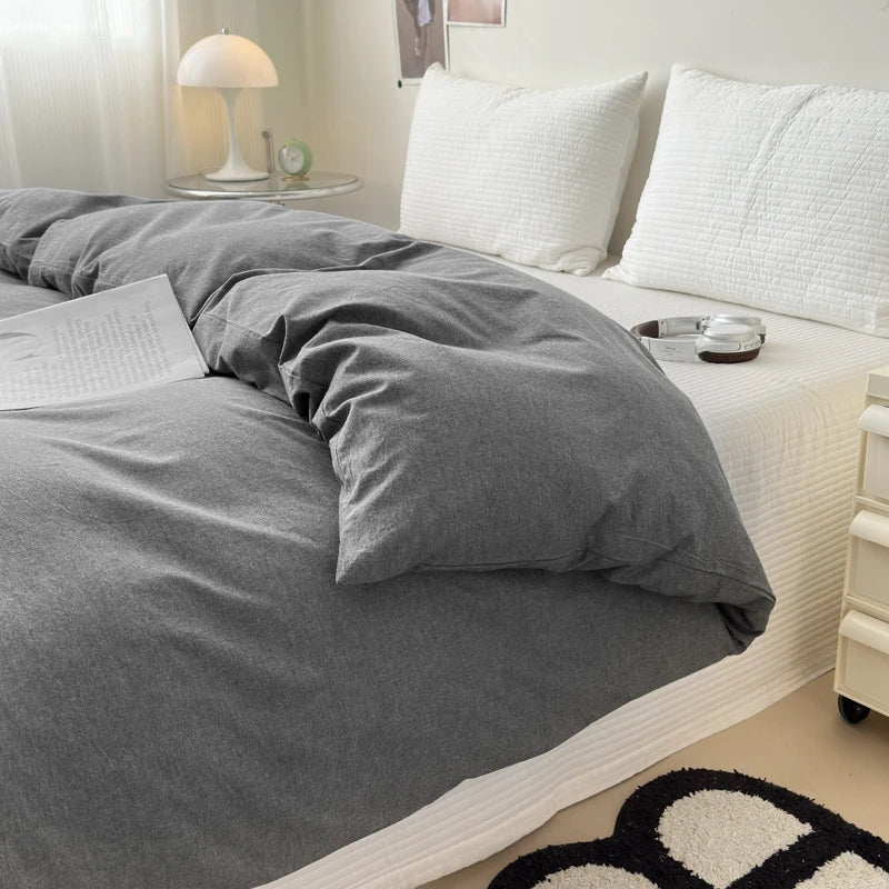 housse de couette en coton unie avec fermeture éclair