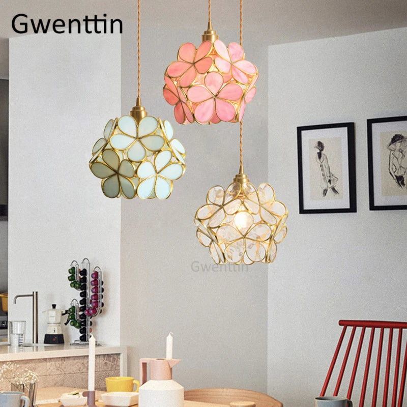 suspension en verre florale style art déco pour intérieur élégant - vue 3 sur 11