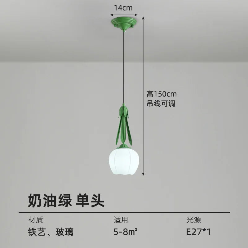 lustre art déco en verre avec abat-jour floral suspendu - vue 9 sur 11