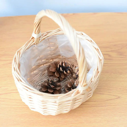 panier de rangement vintage en rotin tissé à la main pour fleurs et aliments - vue 6 sur 7