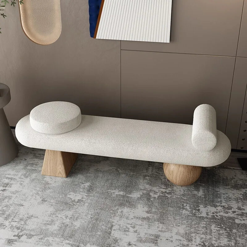 tabouret nordique en bois massif pour chaussures et repos - vue 5 sur 27