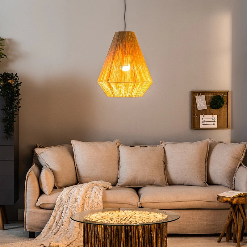Suspension LOFT japonais rétro en bois bambou design - vue 6 sur 24