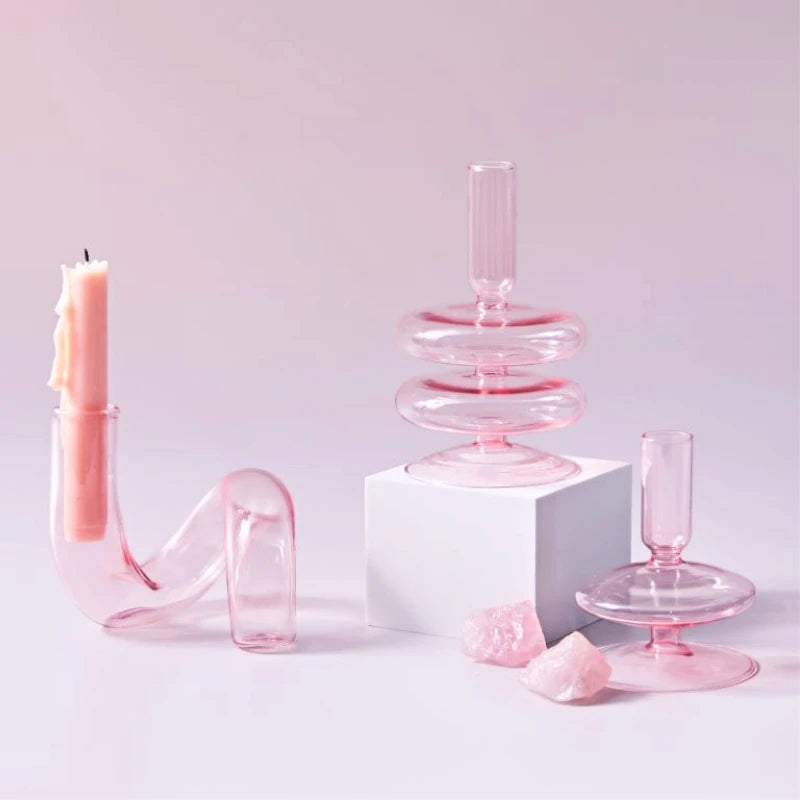 bougeoir en verre conique pour table de mariage et décoration nordique - vue 5 sur 28