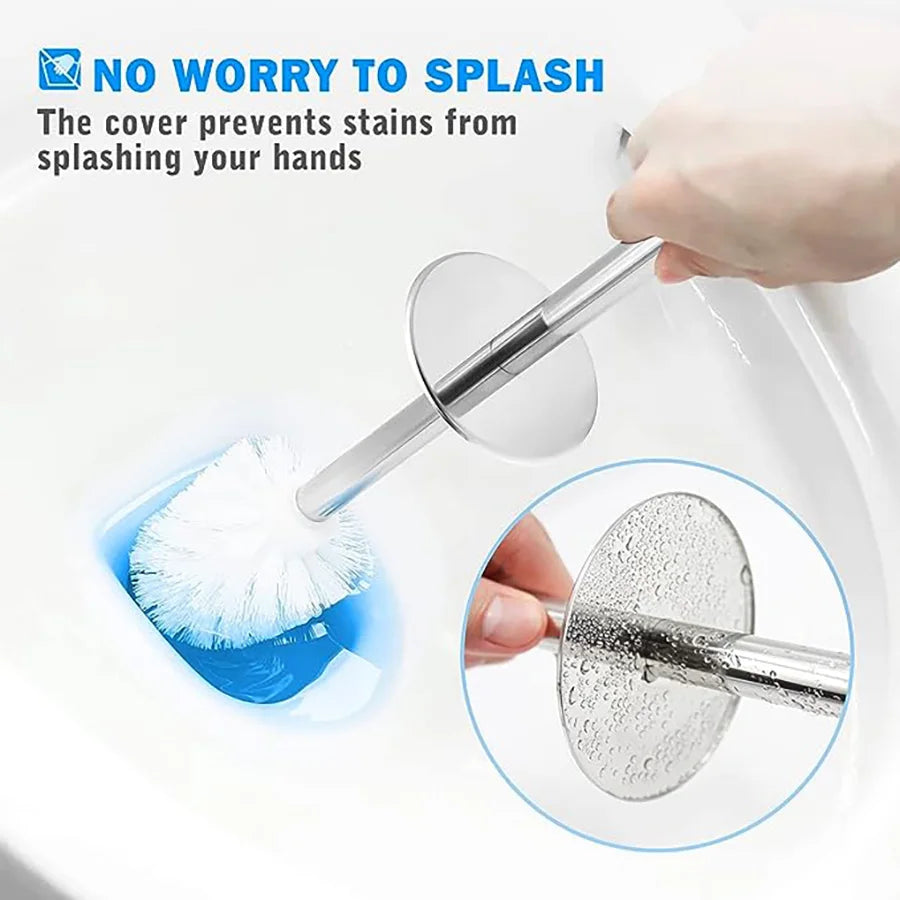 1pcs Toilet Brush and Holder, 304 Stainless Steel Long Handle, Toilet Bowl Brush for Bathroom Toilet-Ergonomic, Elegant, Durable - vue 4 sur 9
