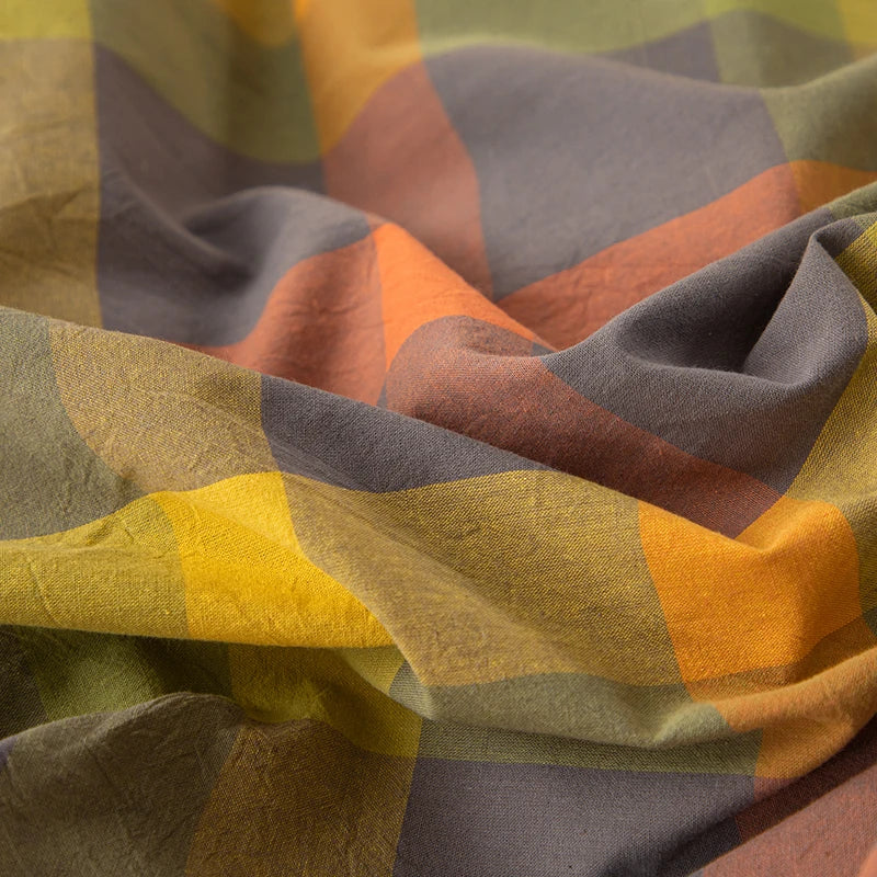 housse de couette en coton à carreaux pour lit double