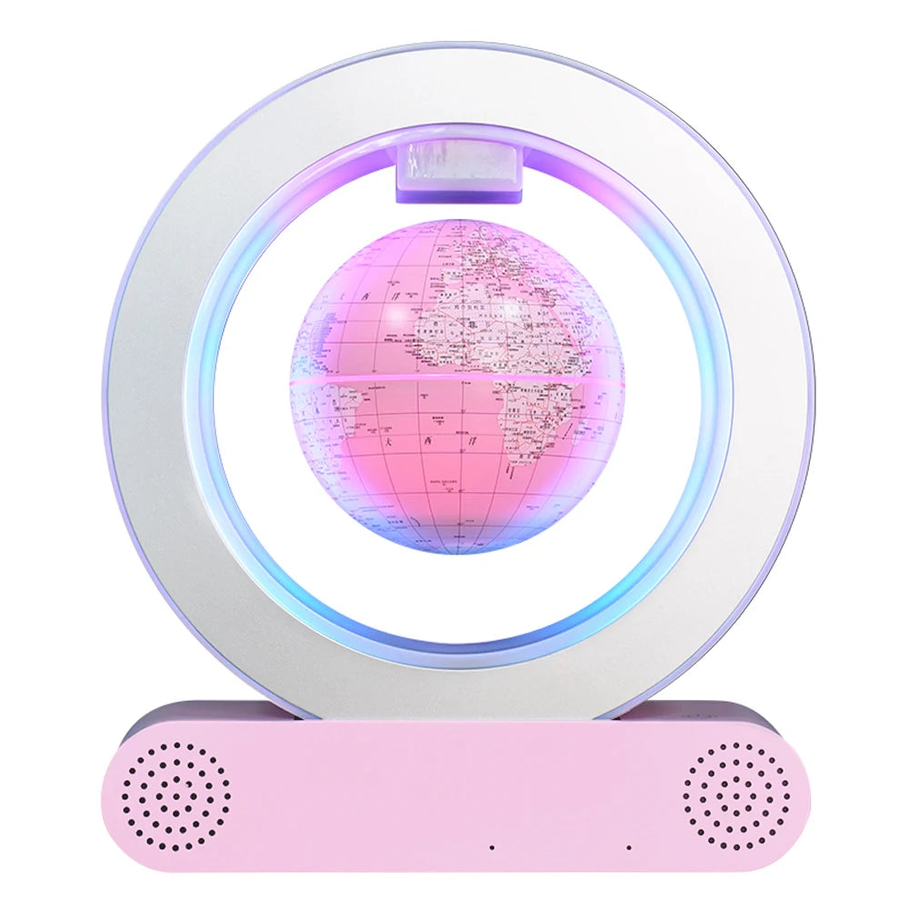 Magnetic Levitation Base Build-In Bluetooth & LED Light 4in Globe Desk Lamp Night Light for Room, Home, Office Desk Toys Decor