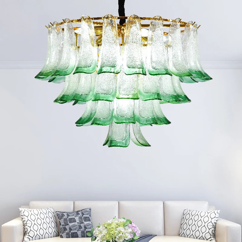 lustre de luxe en verre avec suspension led suspendu - vue 5 sur 9
