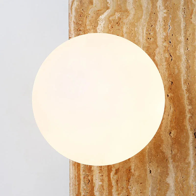 applique murale artistique en pierre naturelle avec verre blanc demi-cercle