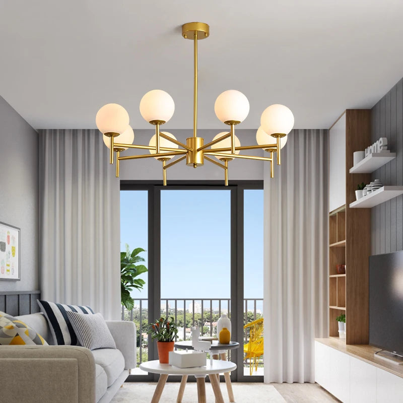 lustre led moderne médiéval avec boule de verre haricot magique - vue 4 sur 14