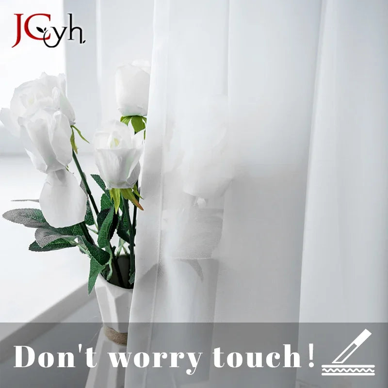 Voilage tulle moderne semi transparent pour salon chambre - vue 4 sur 7