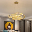Modern postmodern luxury minimalist nordic crystal LED chandelier for living room or villa, circular ring