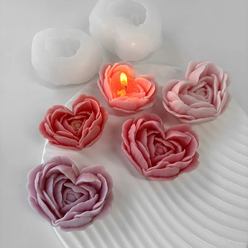moule à fleurs d'amour en silicone pour bougies et savon DIY - vue 2 sur 9