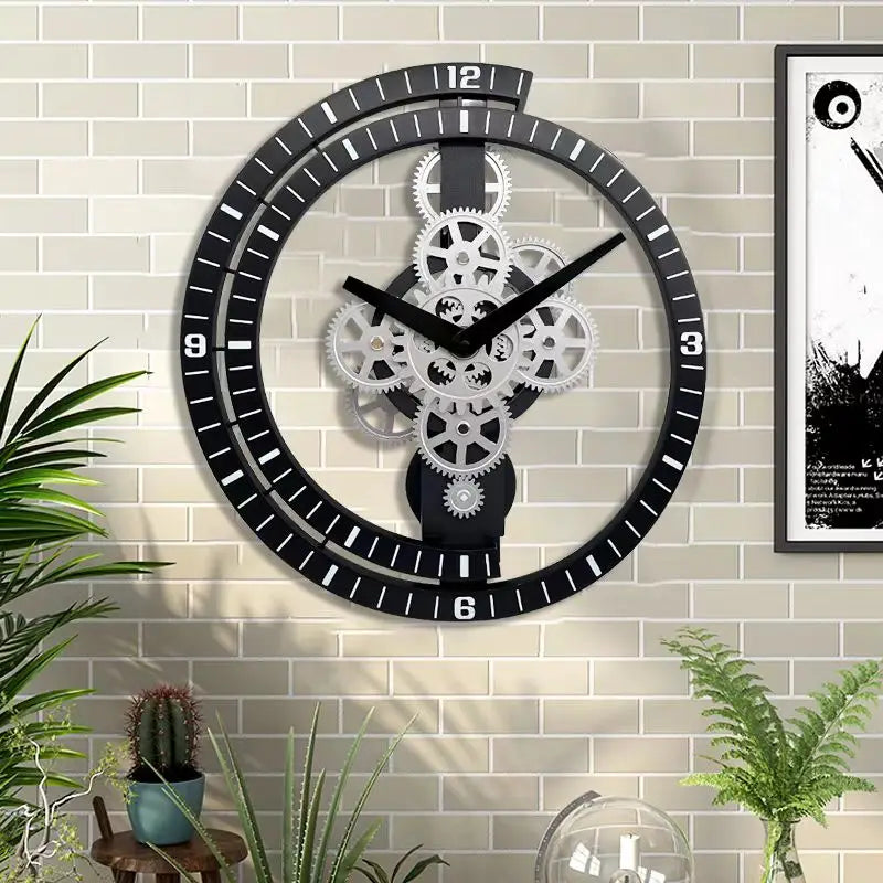 Industrial Gear Rotating Wall Clock, Silent Clock, Modern Design,Home Living Room,European Office Art Wall Decoration Horologe - vue 1 sur 9