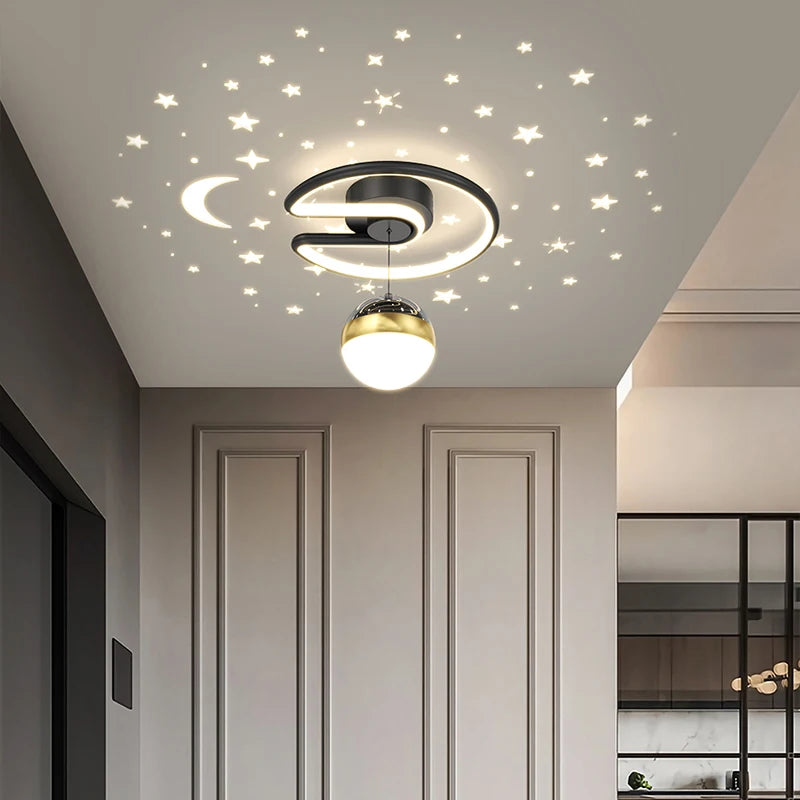 Noir gris 28W LED plafonnier pour couloir boule de verre nuances Foyer allée éclairage intérieur Luminaire Lustre effet étoile