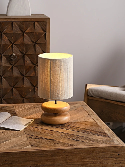 lampe de table japonaise bois massif rétro - vue 3 sur 8