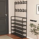 1 Piece 4/5 Ply 23" Carbon Steel, Multipurpose Clothes and Shoe Rack, Black/White, Self Assembly Required